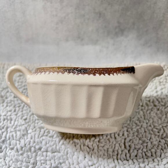 Cronin China Creamer or Gravy Boat & Lidded Sugar Bowl Minerva OH CO12 Gold Whit - Picture 15 of 16